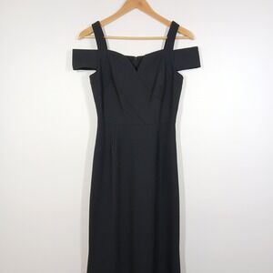 Tahari Arthur S Levine Dress Women 2 Black Off Shoulder Maxi Bodycon Formal